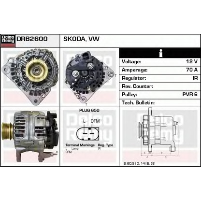 Фото Генератор DELCO REMY DRB2600N