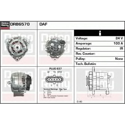 Фото Генератор DELCO REMY DRB6570