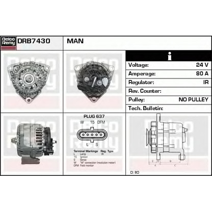 Фото Генератор DELCO REMY DRB7430