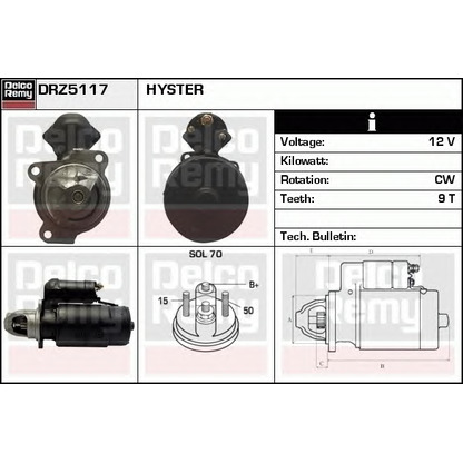 Foto Motor de arranque DELCO REMY DRZ5117