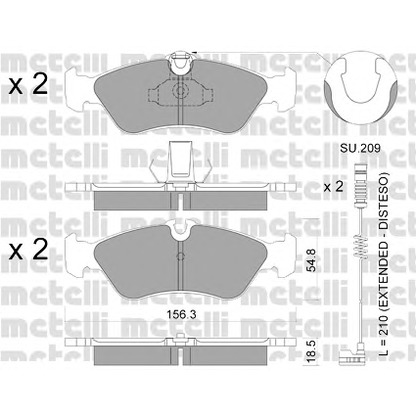 Photo Kit de plaquettes de frein, frein à disque METELLI 2203111K