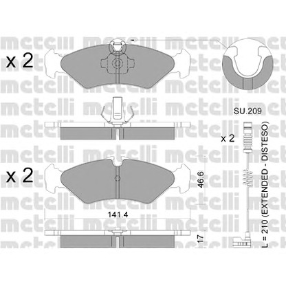Photo Kit de plaquettes de frein, frein à disque METELLI 2205711K