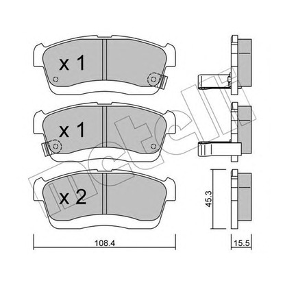 Photo Kit de plaquettes de frein, frein à disque METELLI 2209140