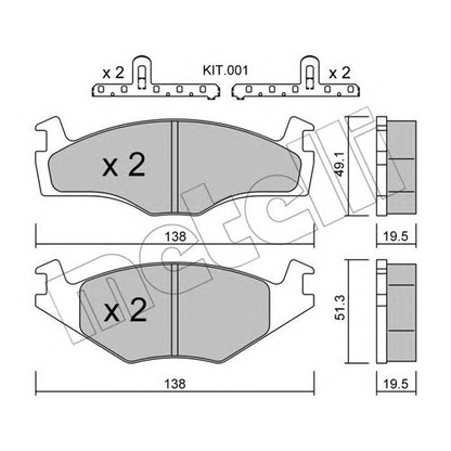 Photo Brake Pad Set, disc brake METELLI 2200451K