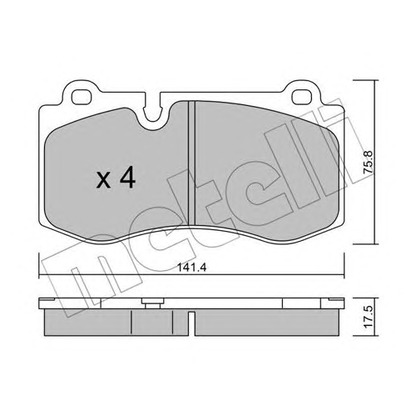 Photo Kit de plaquettes de frein, frein à disque METELLI 2206690