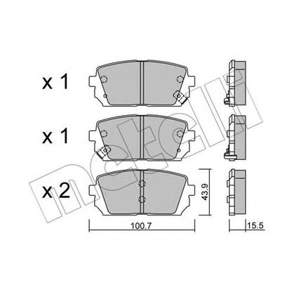 Photo Kit de plaquettes de frein, frein à disque METELLI 2207840