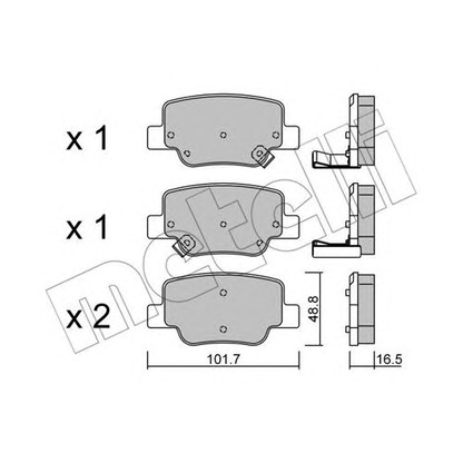 Photo Kit de plaquettes de frein, frein à disque METELLI 2208800