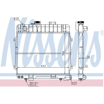 Foto Radiador, refrigeración del motor NISSENS 60683