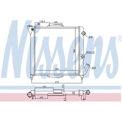 Photo Radiator, engine cooling NISSENS 63867