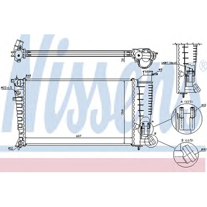 Photo Radiator, engine cooling NISSENS 61380A