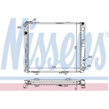 Foto Radiador, refrigeración del motor NISSENS 62696A