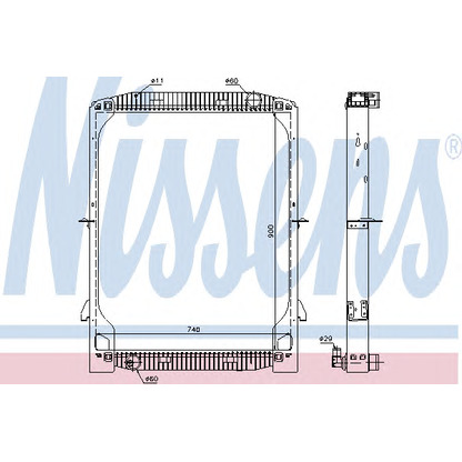 Foto Radiador, refrigeración del motor NISSENS 61971A