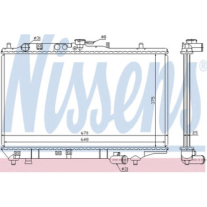 Foto Radiador, refrigeración del motor NISSENS 63390