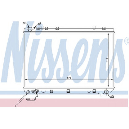 Photo Radiator, engine cooling NISSENS 61668