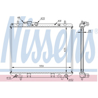 Foto Radiador, refrigeración del motor NISSENS 61742A