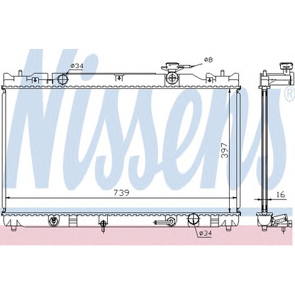 Photo Radiator, engine cooling NISSENS 646351