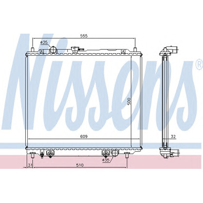 Photo Radiator, engine cooling NISSENS 62802