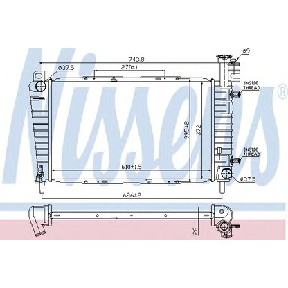 Photo Radiator, engine cooling NISSENS 62064