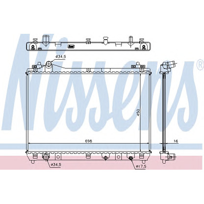 Photo Radiator, engine cooling NISSENS 64201