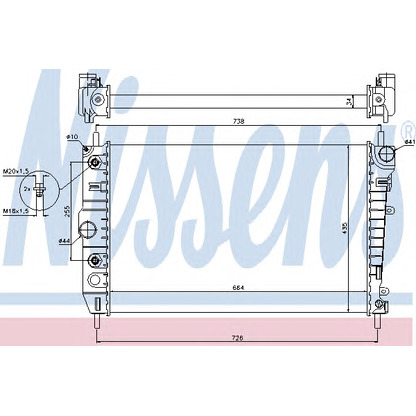 Photo Radiator, engine cooling NISSENS 66701