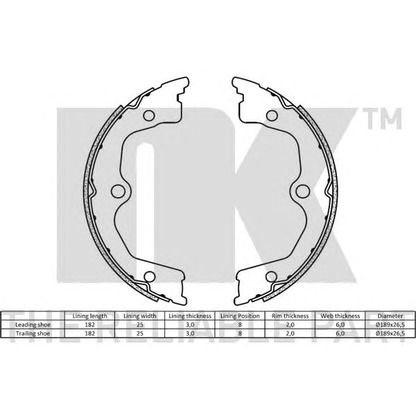 Photo Brake Shoe Set, parking brake NK 2726855