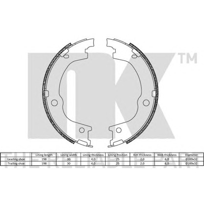 Photo Brake Shoe Set, parking brake NK 2734845