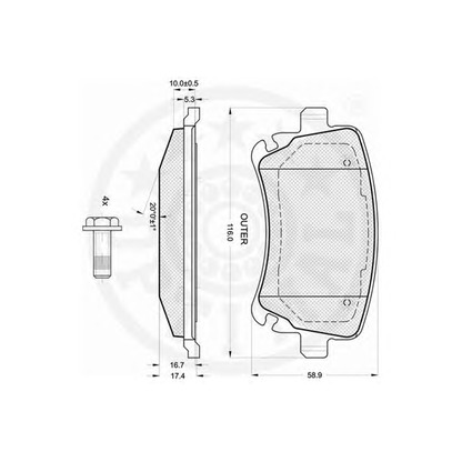 Photo Brake Pad Set, disc brake OPTIMAL 12242