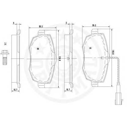 Фото Комплект тормозных колодок, дисковый тормоз OPTIMAL 12333