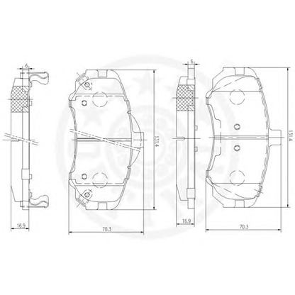 Photo Kit de plaquettes de frein, frein à disque OPTIMAL 12495