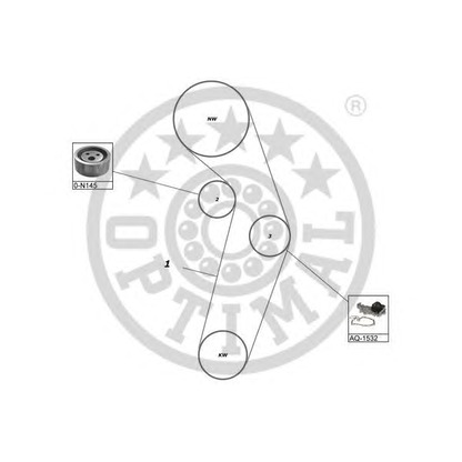 Photo Pompe à eau + kit de courroie de distribution OPTIMAL SK1338AQ2