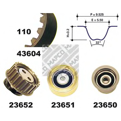 Photo Timing Belt Kit MAPCO 23604