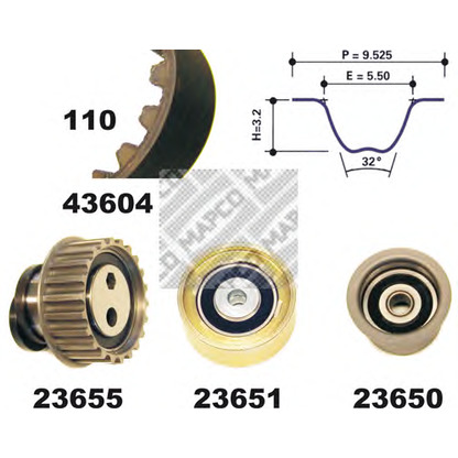 Фото Комплект ремня ГРМ MAPCO 23605