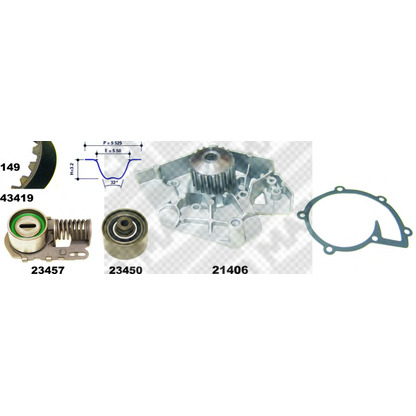 Фото Водяной насос + комплект зубчатого ремня MAPCO 41419