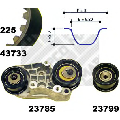 Photo Tensioner, timing belt MAPCO 23733