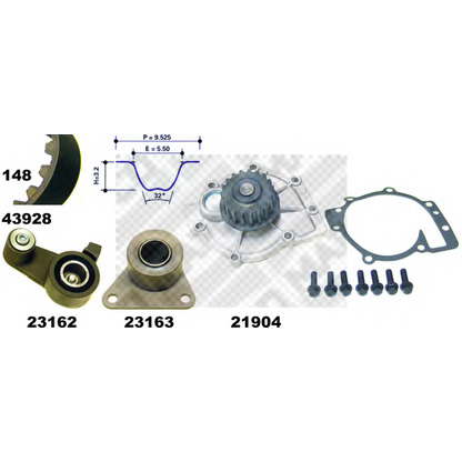 Photo Water Pump & Timing Belt Kit MAPCO 41928