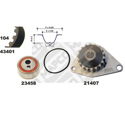 Photo Water Pump & Timing Belt Kit MAPCO 414011