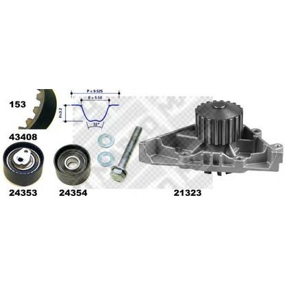 Photo Water Pump & Timing Belt Kit MAPCO 41408