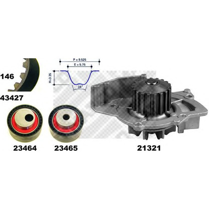Zdjęcie Pompa wodna + zestaw paska rozrządu MAPCO 41427
