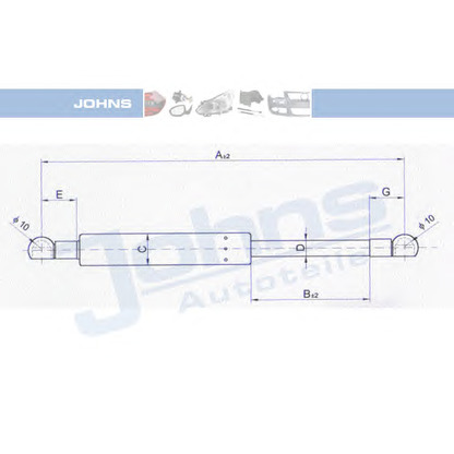 Фото Газовая пружина, крышка багажник JOHNS 23149595