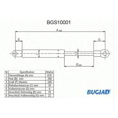 Photo Vérin, capot-moteur BUGIAD BGS10001