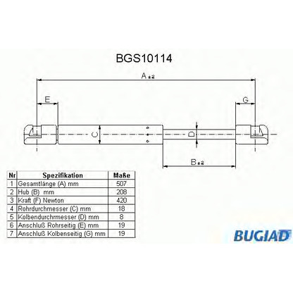 Foto Gasfeder, Koffer-/Laderaum BUGIAD BGS10114