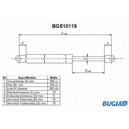 Photo Gas Spring, boot-/cargo area BUGIAD BGS10119