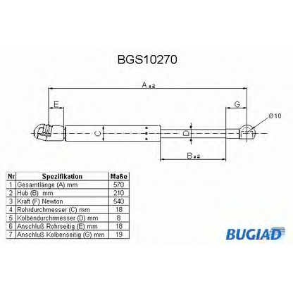 Foto Gasfeder, Koffer-/Laderaum BUGIAD BGS10270