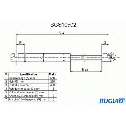 Foto Gasfeder, Koffer-/Laderaum BUGIAD BGS10502