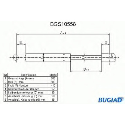 Photo Gas Spring, bonnet BUGIAD BGS10558