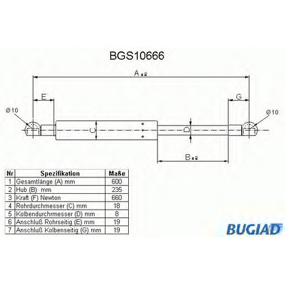 Photo Gas Spring, boot-/cargo area BUGIAD BGS10666