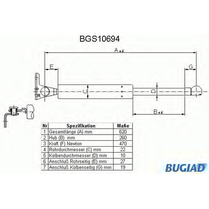 Photo Gas Spring, boot-/cargo area BUGIAD BGS10694