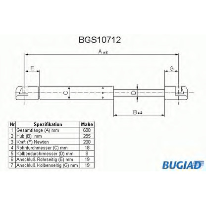 Photo Vérin, capot-moteur BUGIAD BGS10712