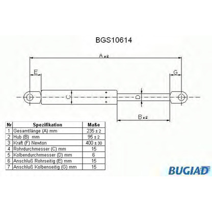 Photo Gas Spring, bonnet BUGIAD BGS10614