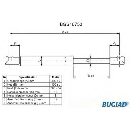 Foto Gasfeder, Koffer-/Laderaum BUGIAD BGS10753